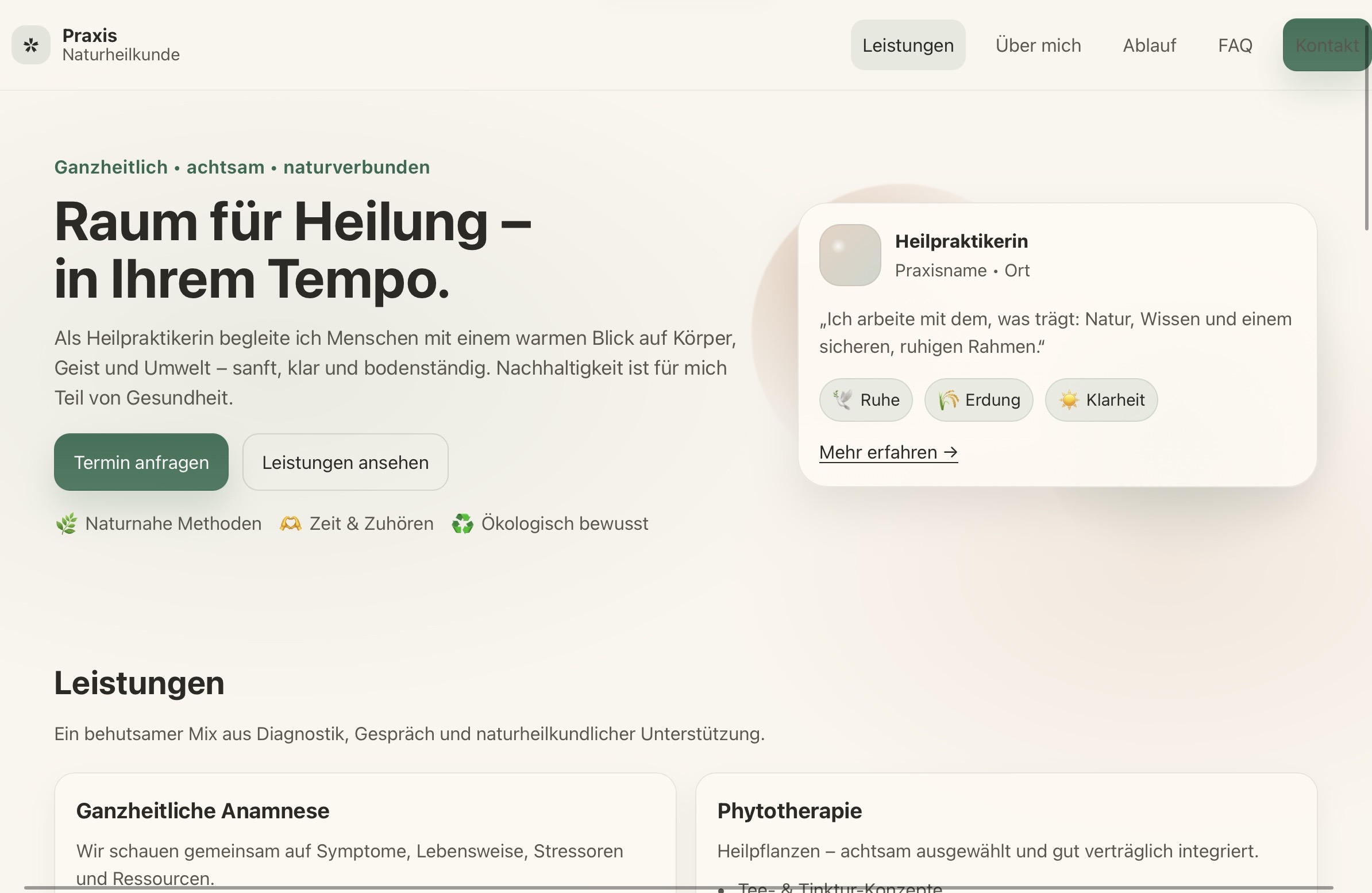 Heilpraktiker Website Beispiel